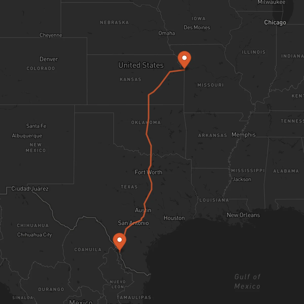 Ruta Nuevo Laredo - Kansas City