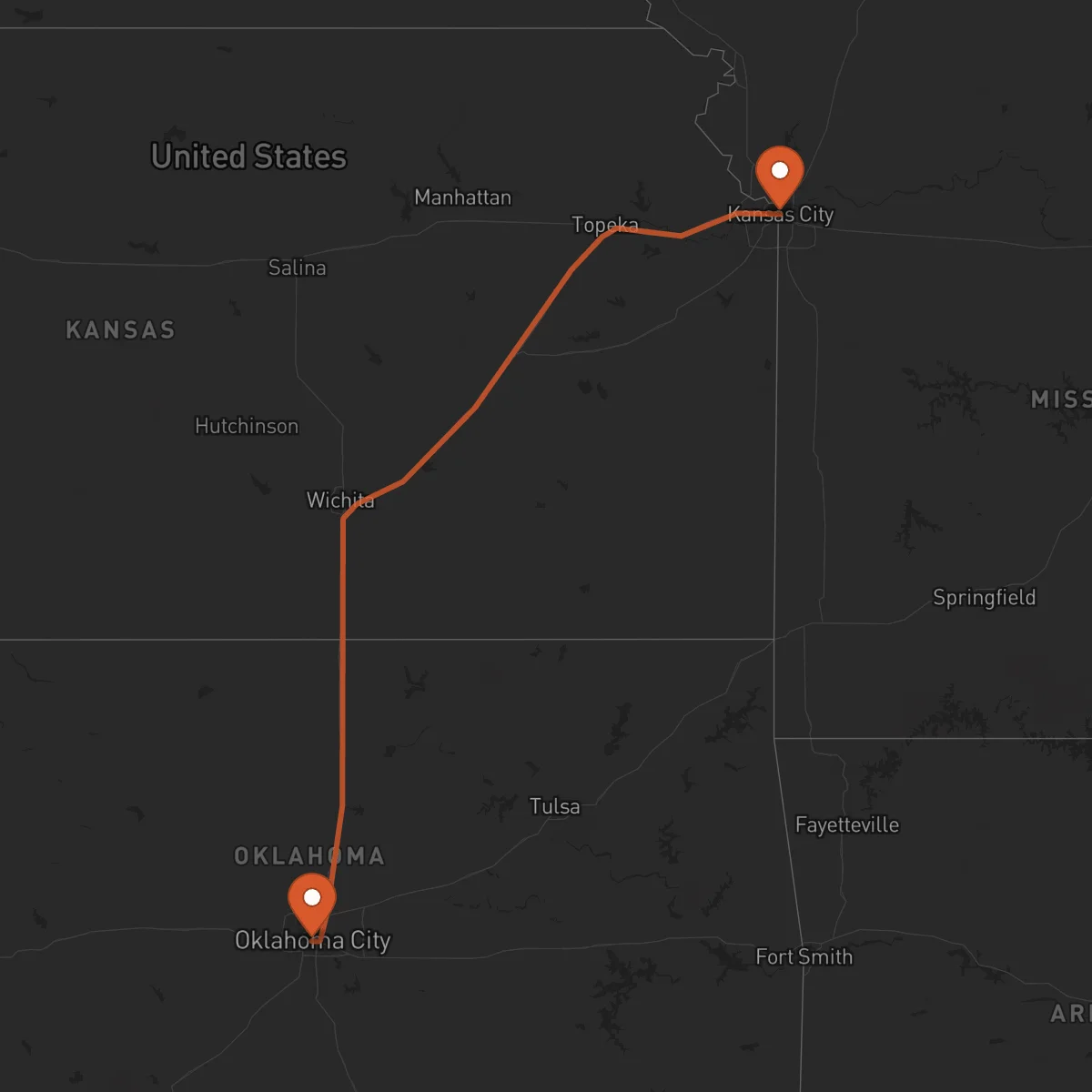 Ruta Oklahoma City - Kansas City