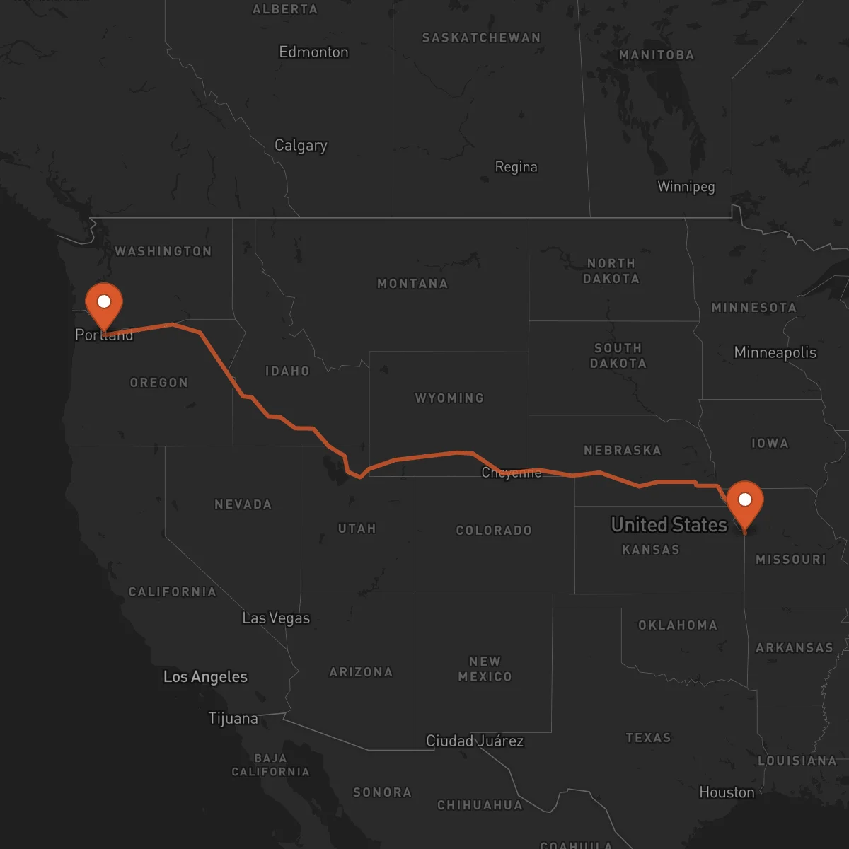Ruta Kansas City - Portland