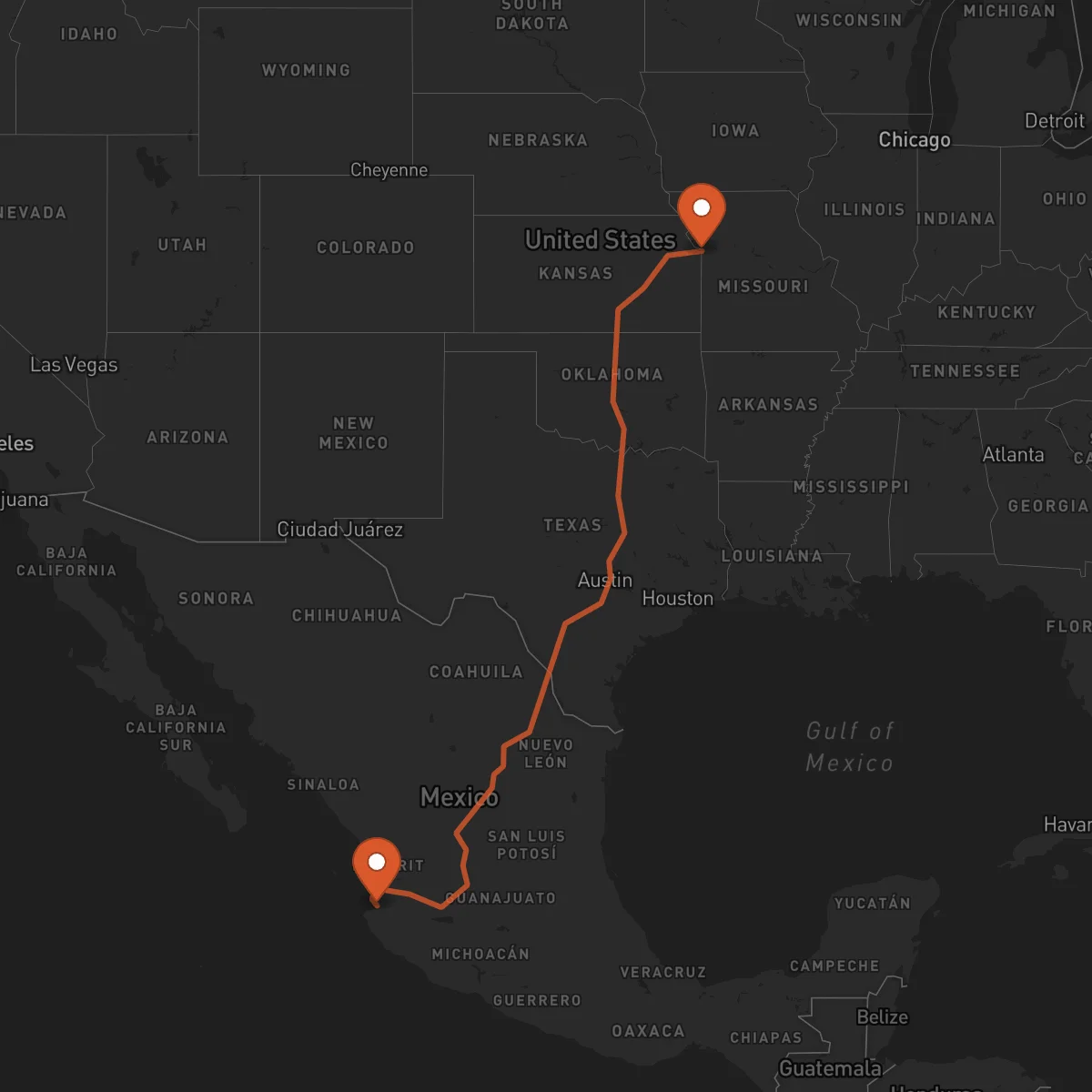 Ruta Puerto Vallarta - Kansas City