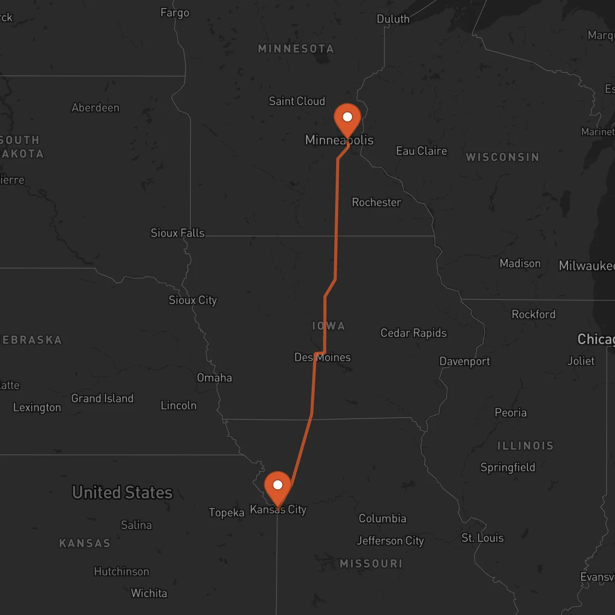 Ruta Saint Paul - Kansas City