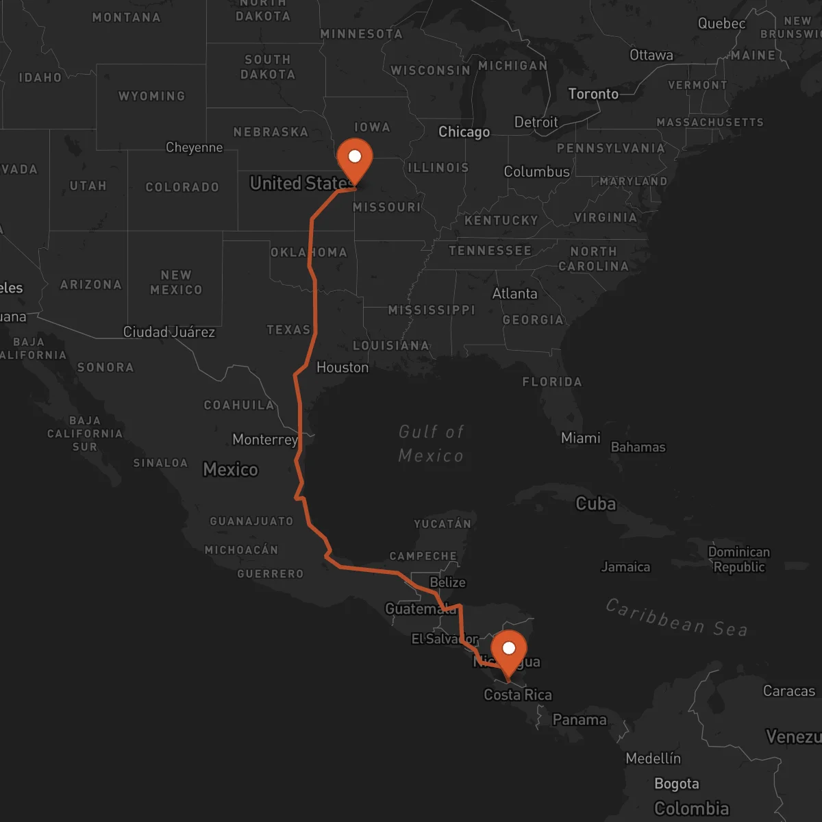 Ruta Kansas City - San Carlos