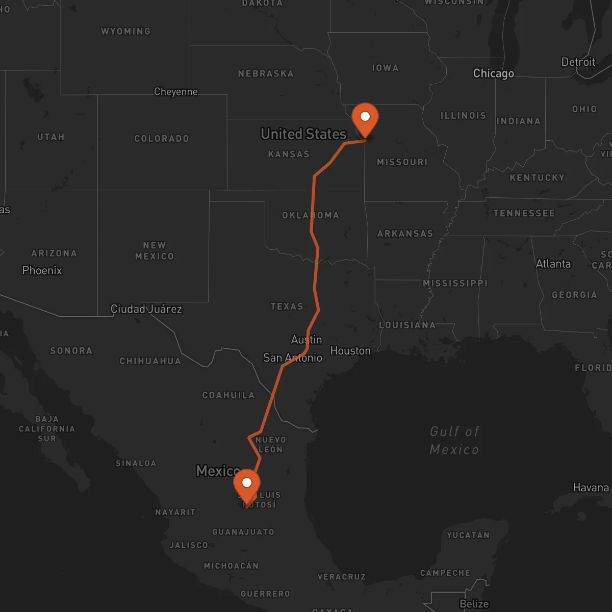 Ruta Kansas City - San Luis Potosí