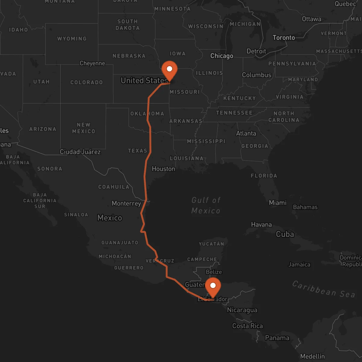 Ruta Kansas City - San Vicente