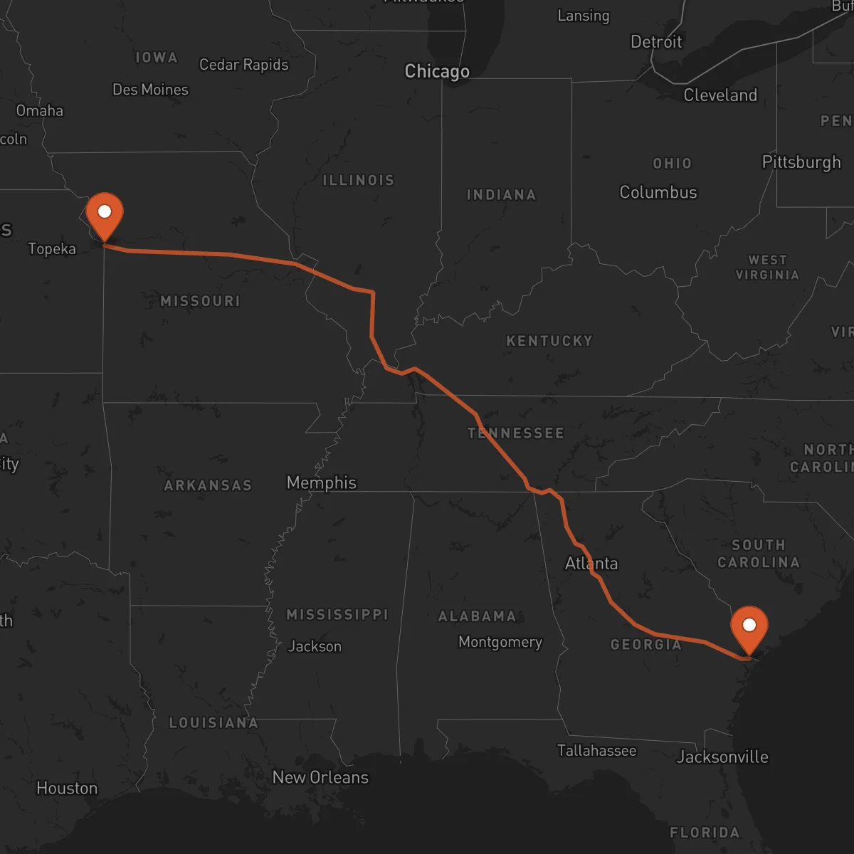 Ruta Savannah - Kansas City