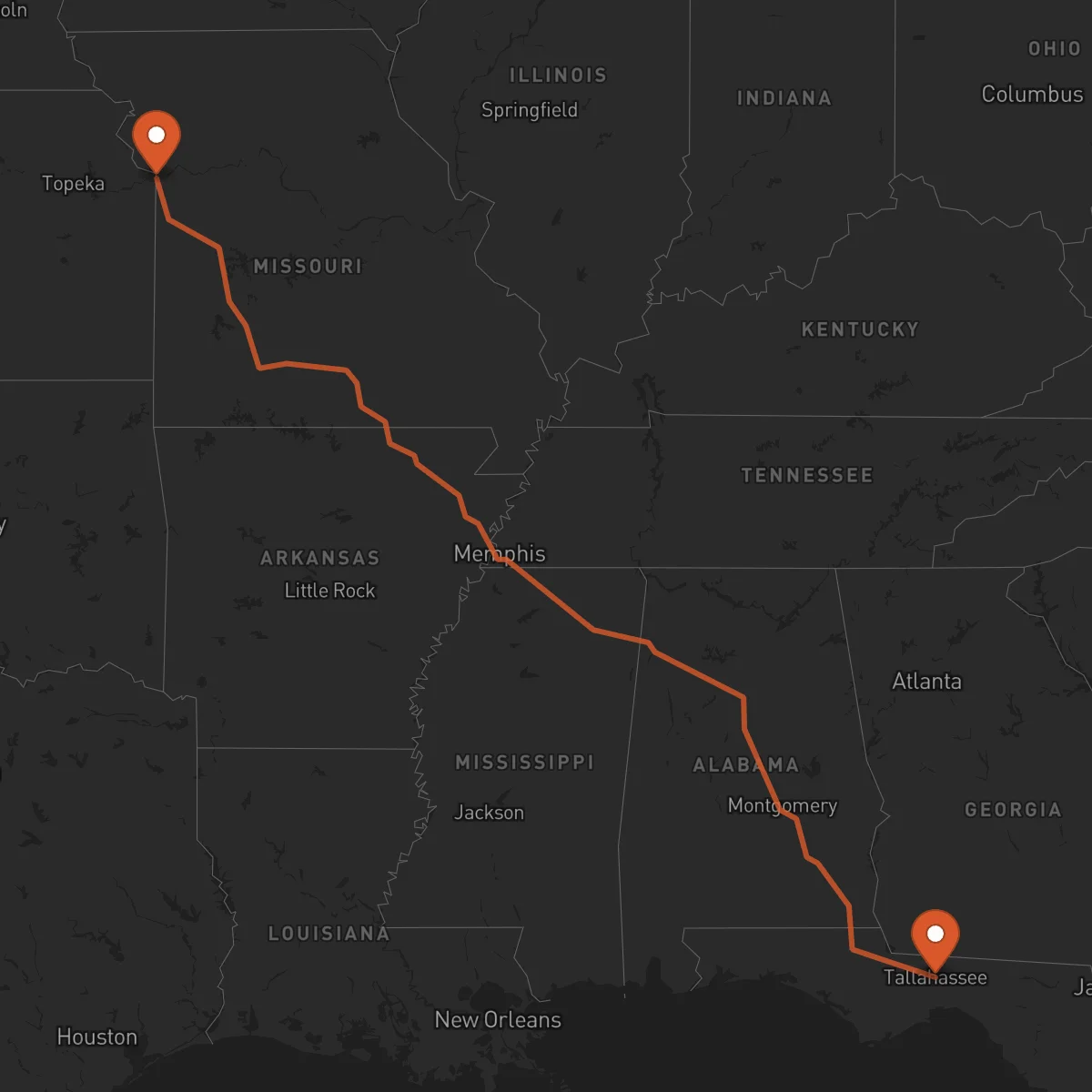 Ruta Kansas City - Tallahassee