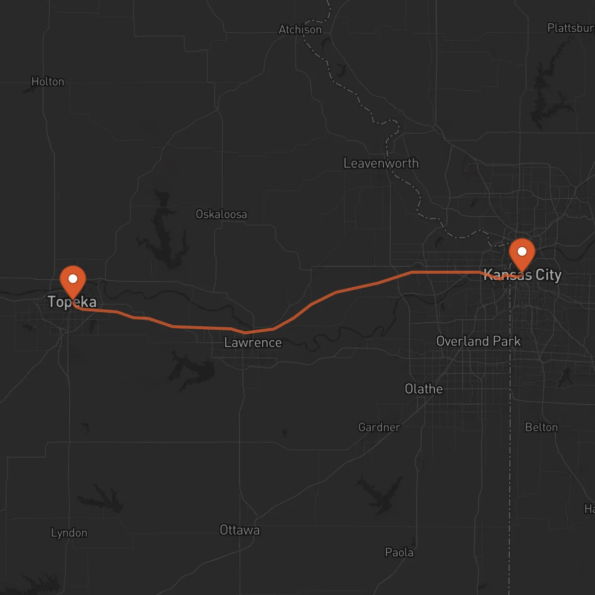 Ruta Kansas City - Topeka