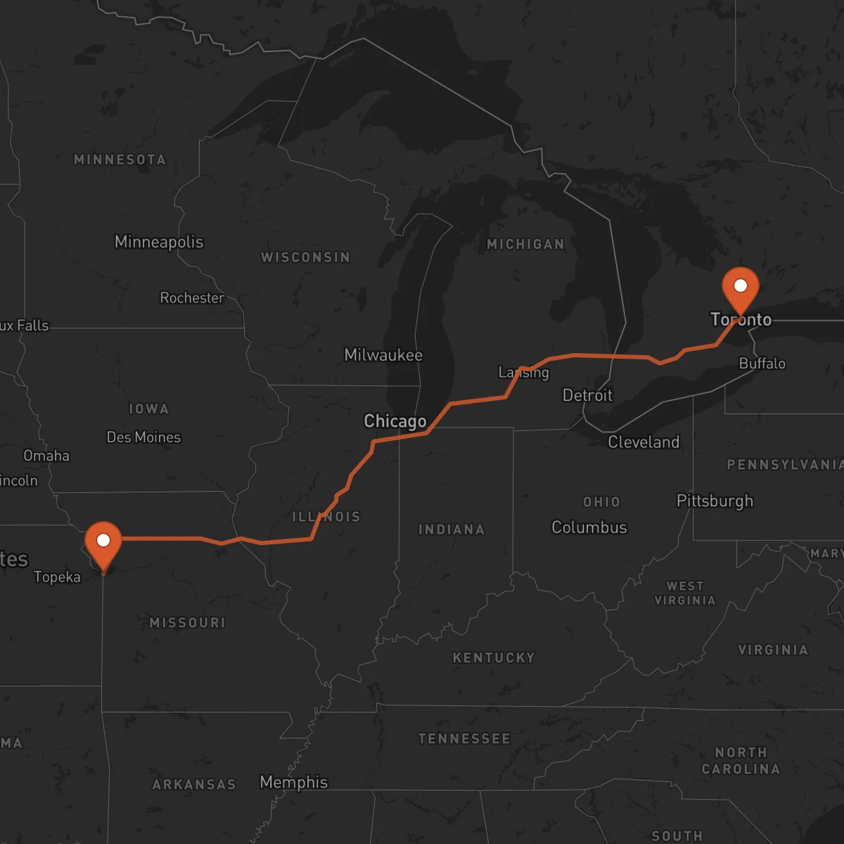 Ruta Kansas City - Toronto