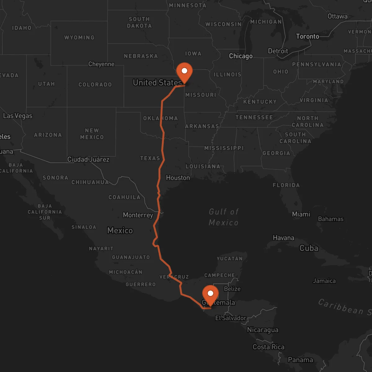 Ruta Kansas City - Totonicapán