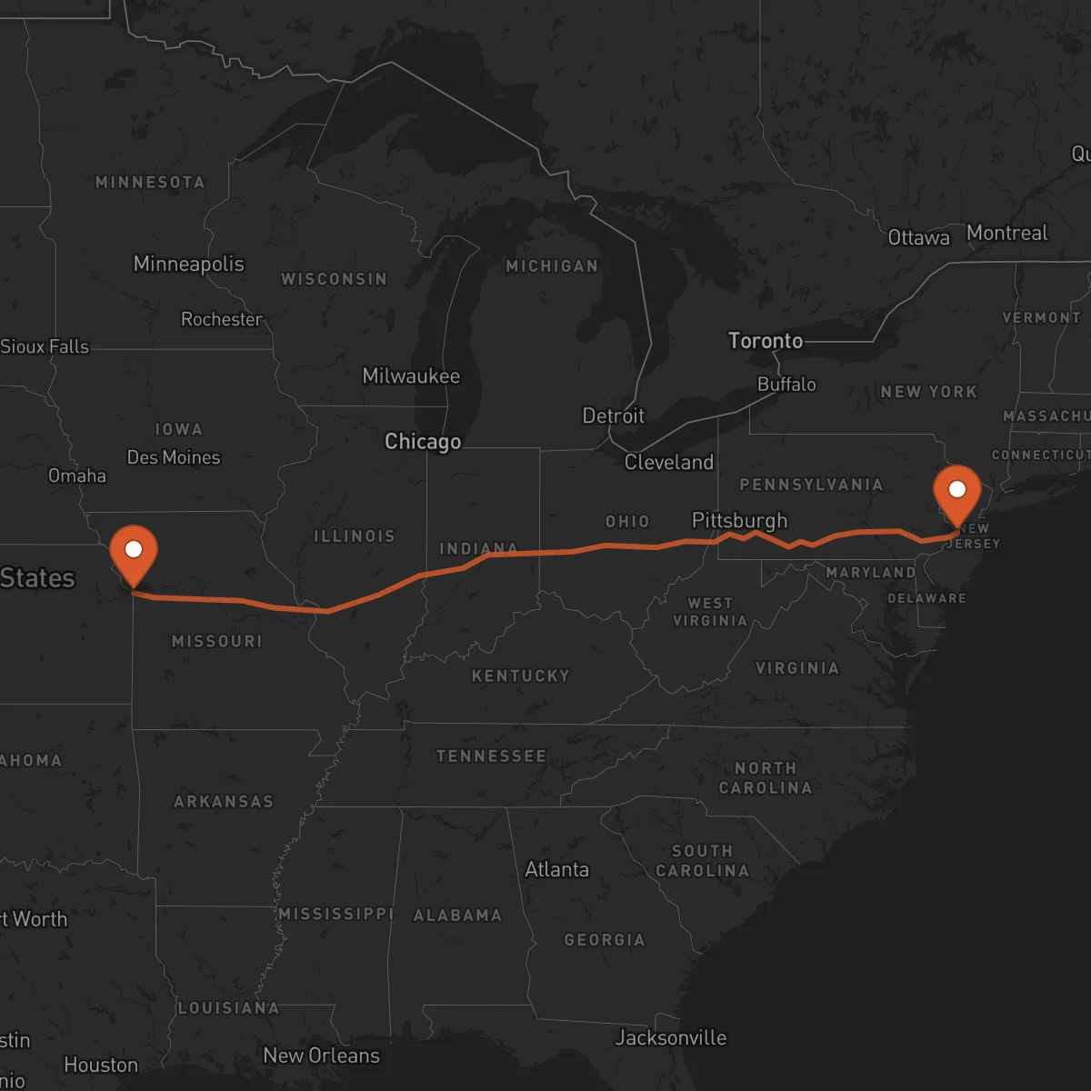 Ruta Kansas City - Trenton