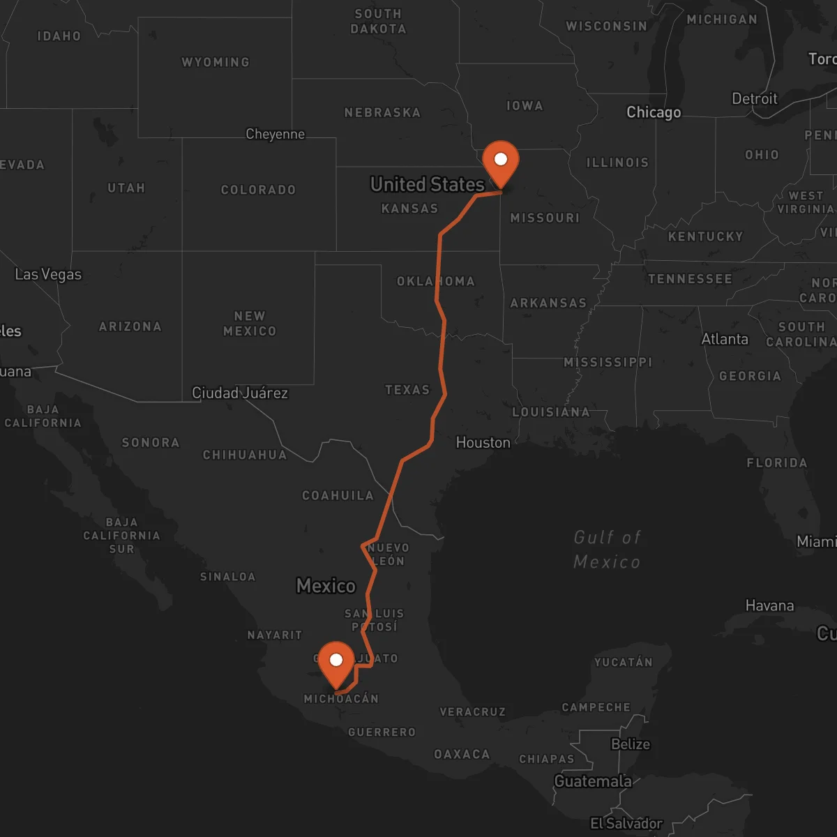 Ruta Uruapan - Kansas City