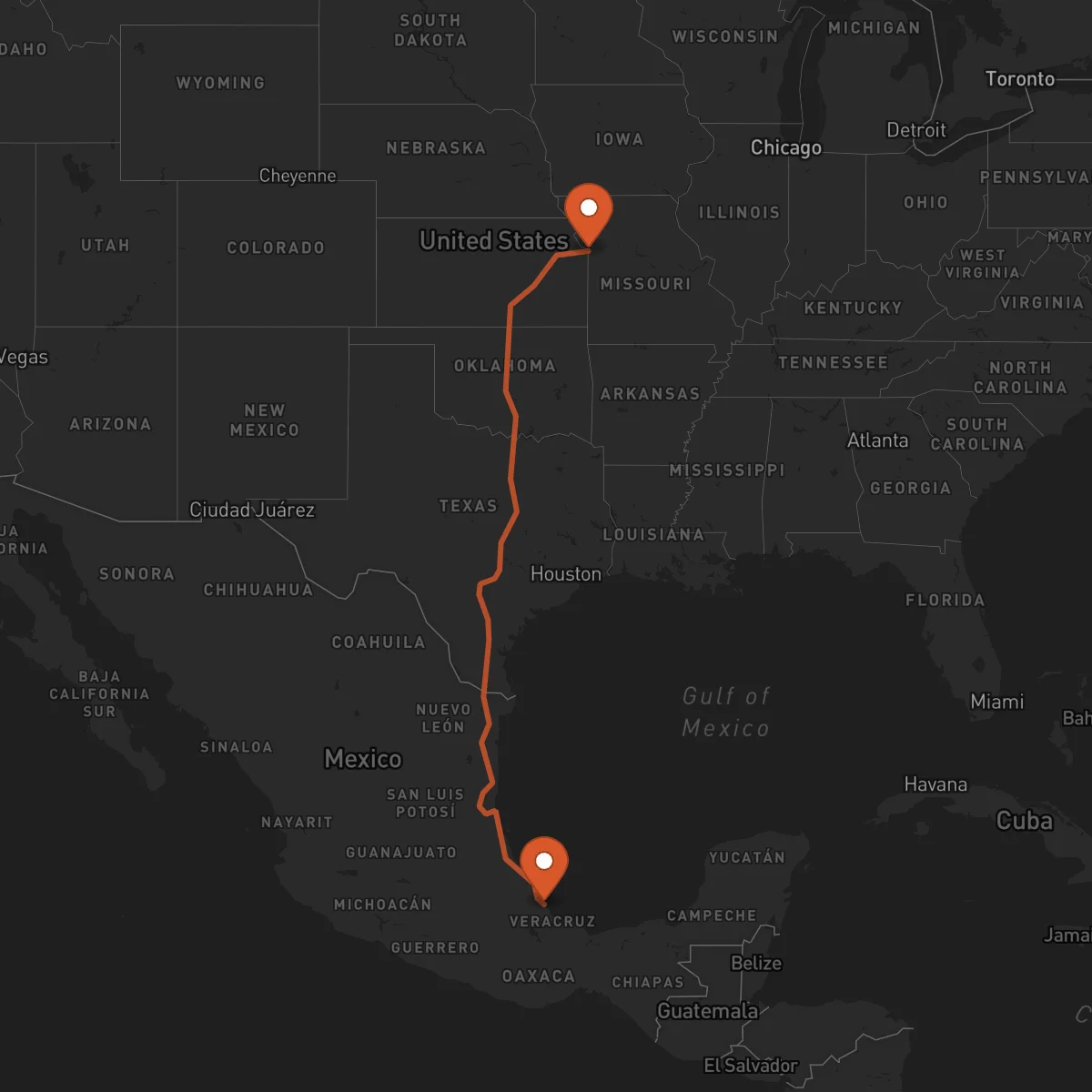 Ruta Veracruz - Kansas City