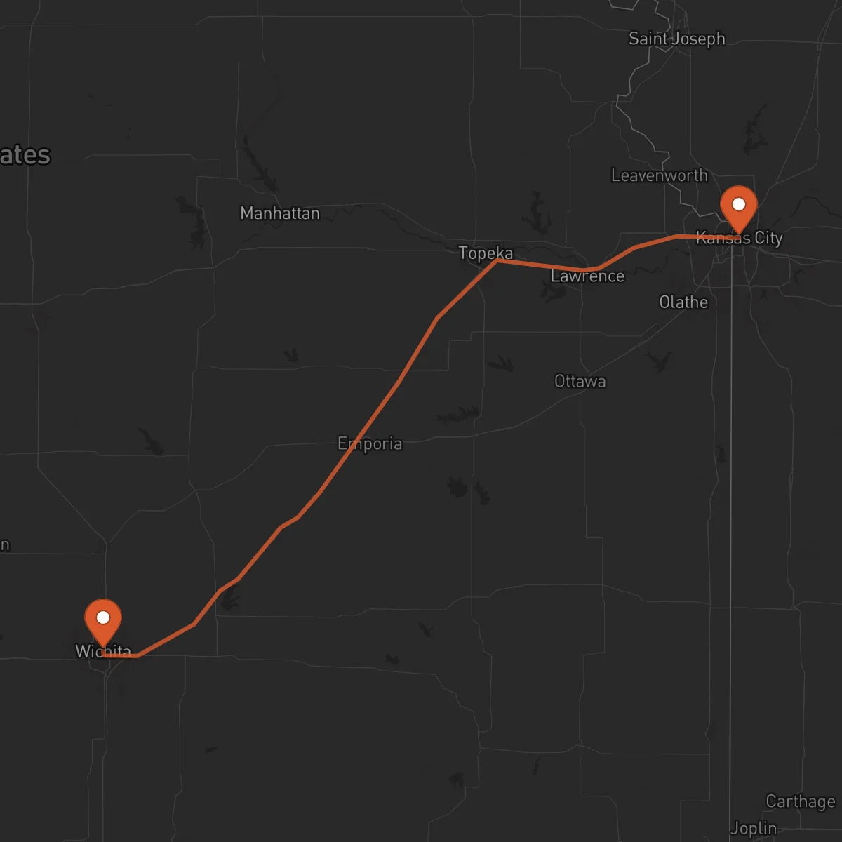 Ruta Wichita - Kansas City