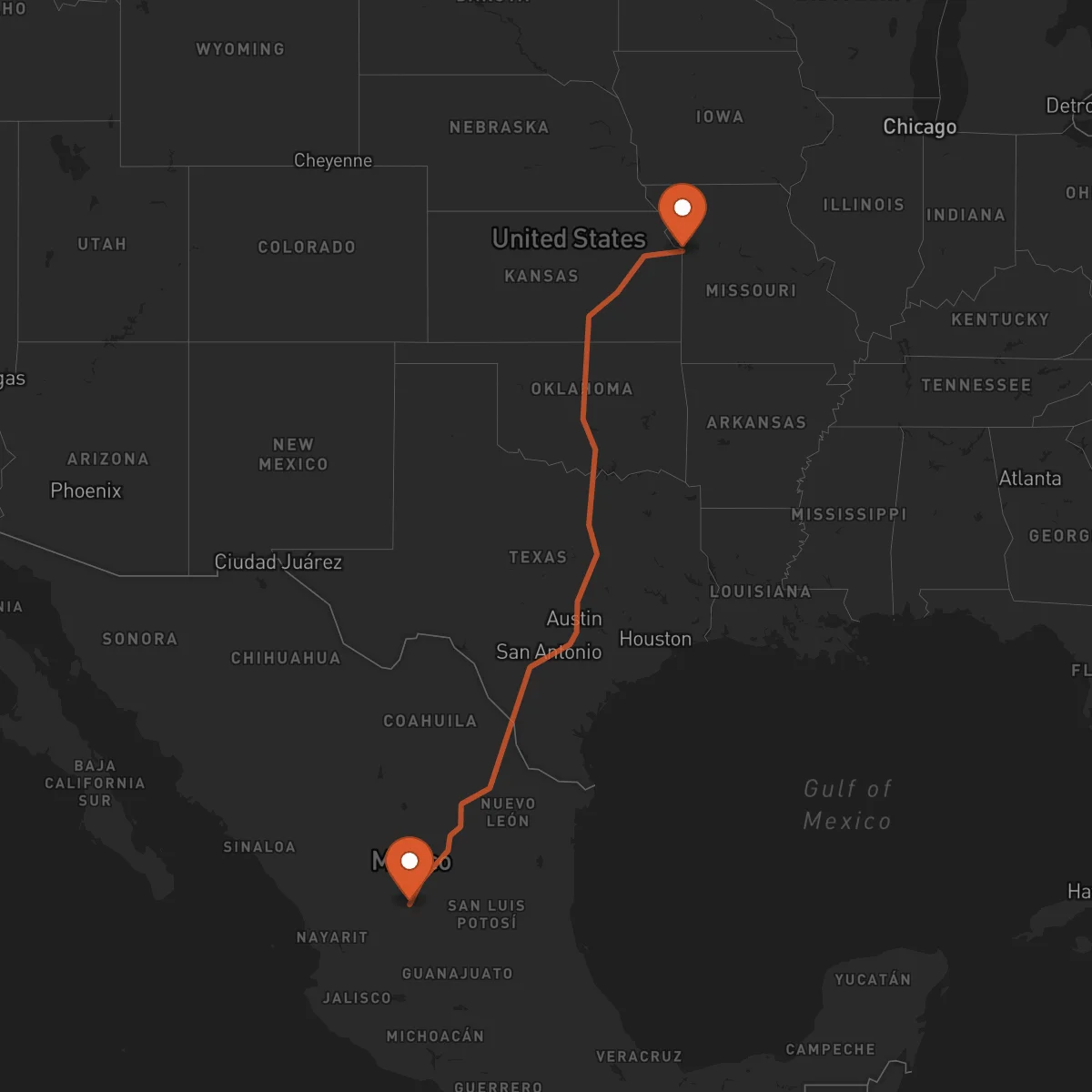 Ruta Kansas City - Zacatecas