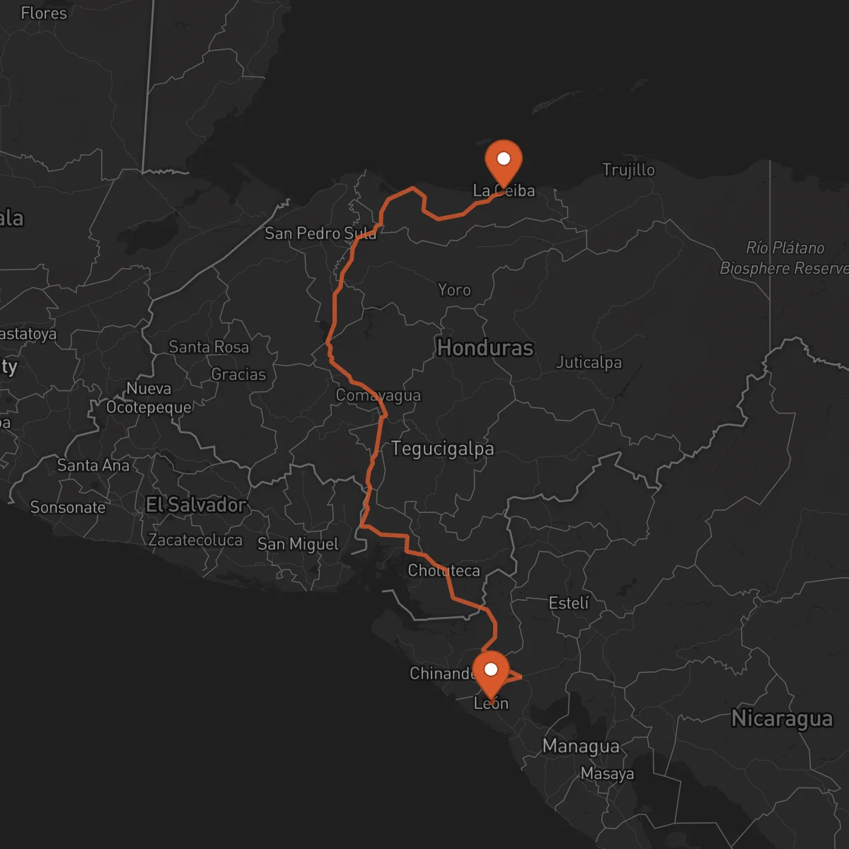 Ruta La Ceiba - León
