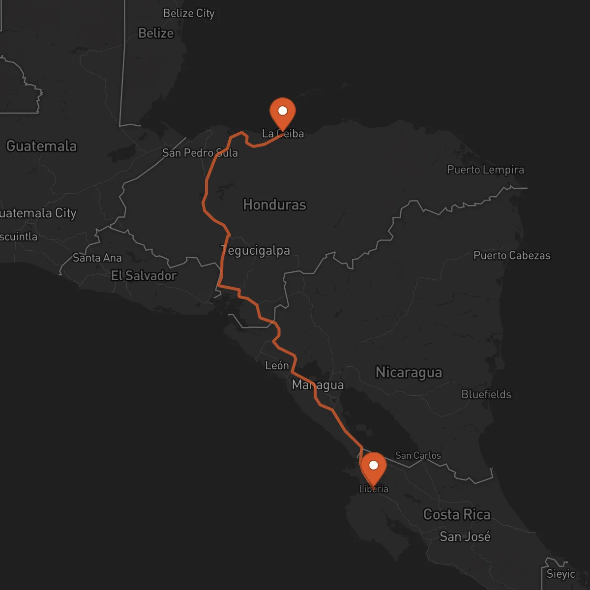 Ruta Liberia - La Ceiba