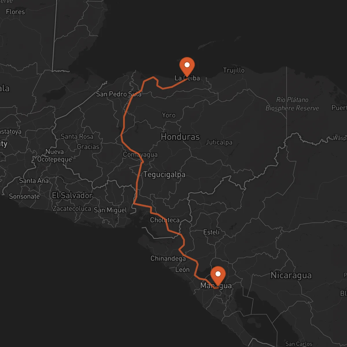 Ruta Managua - La Ceiba