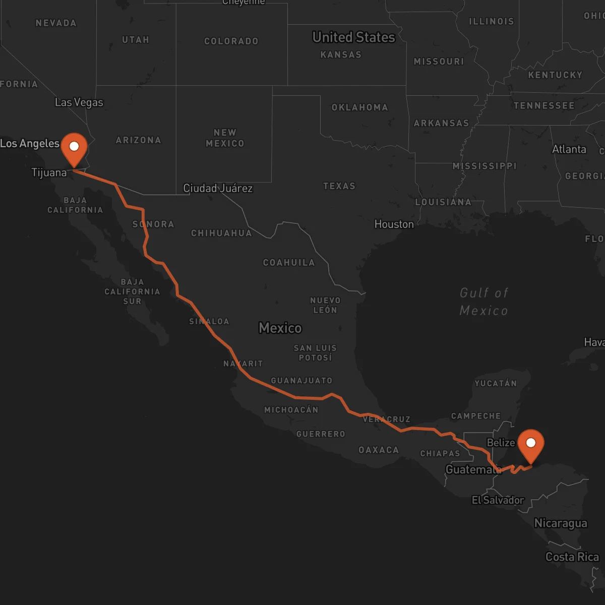 Ruta Mexicali - La Ceiba