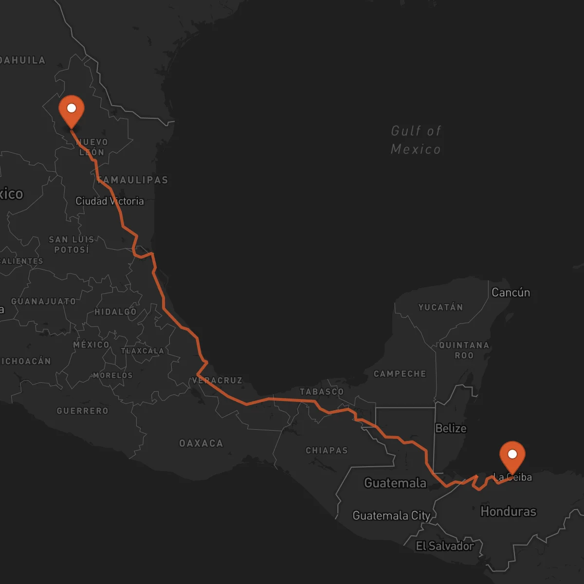 Ruta Monterrey - La Ceiba