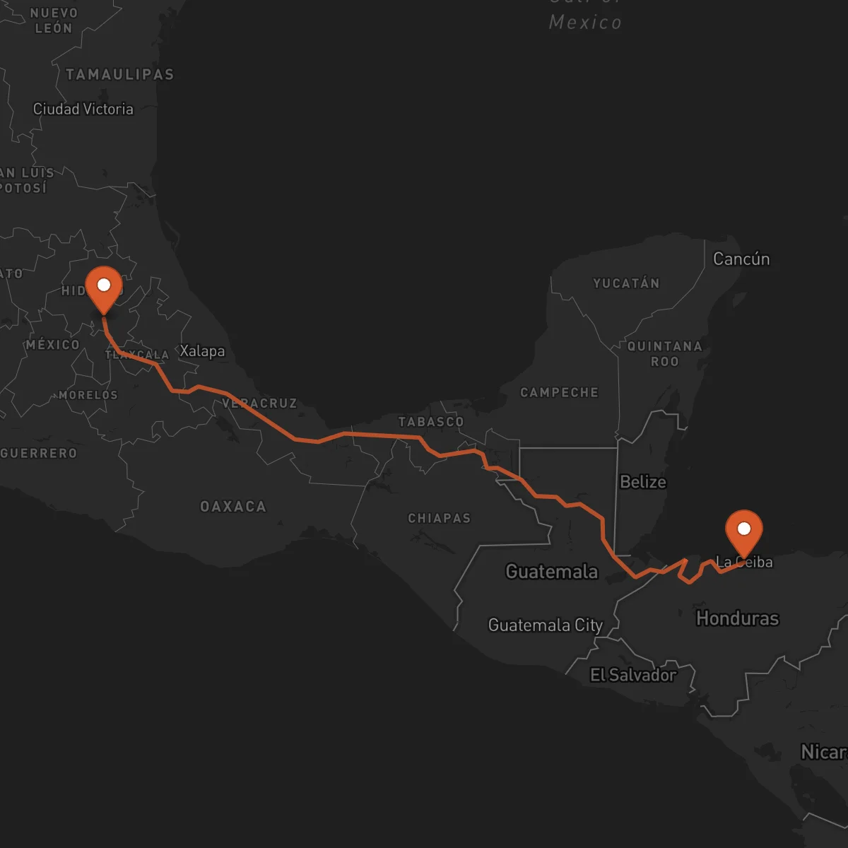Ruta La Ceiba - Pachuca de Soto