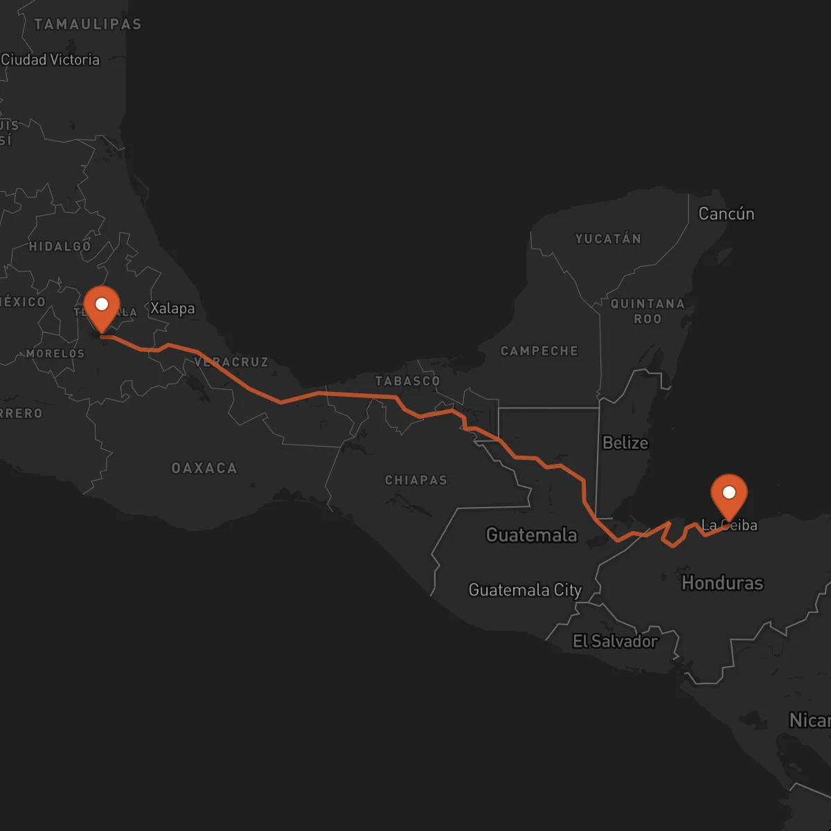 Ruta Puebla de Zaragoza - La Ceiba