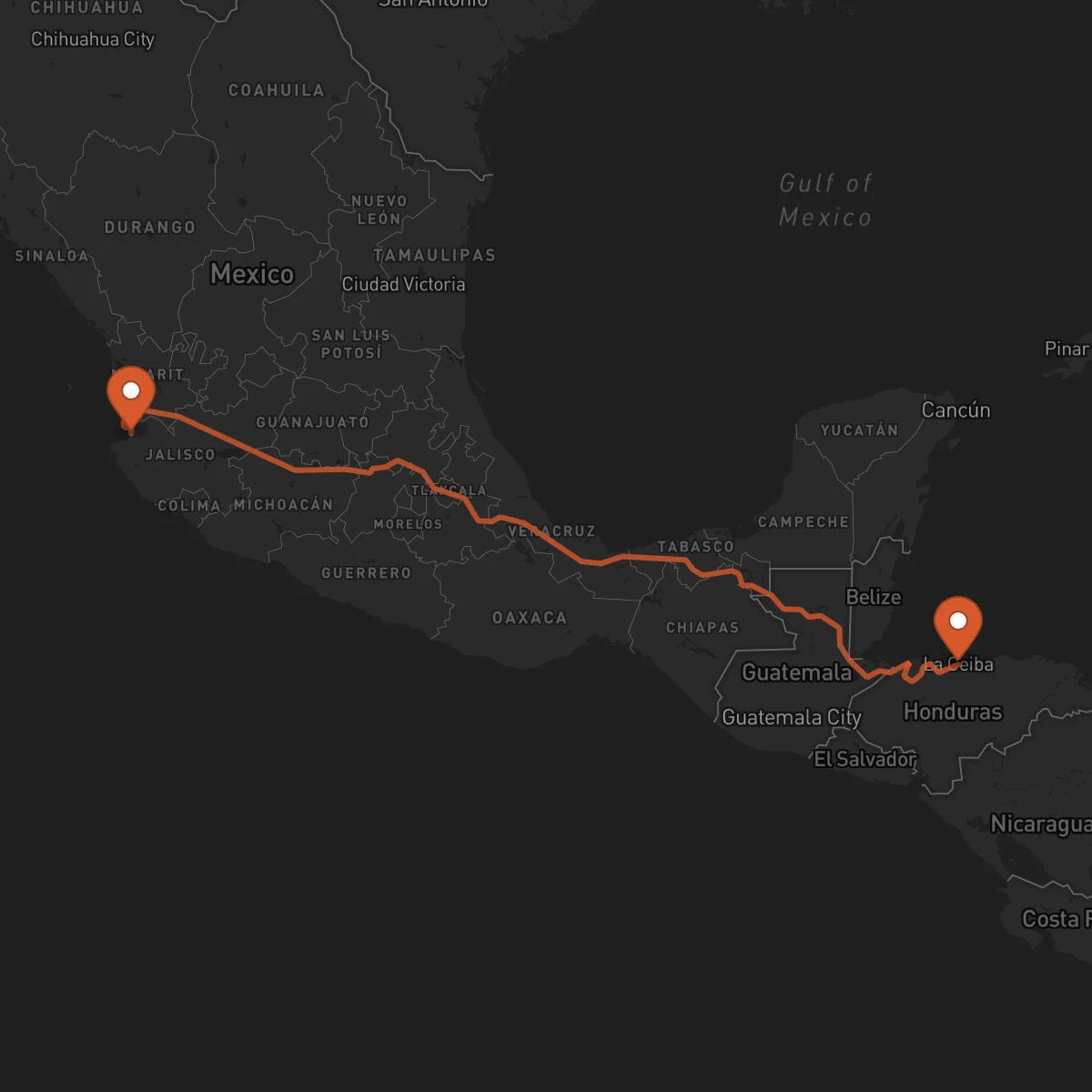 Ruta La Ceiba - Puerto Vallarta