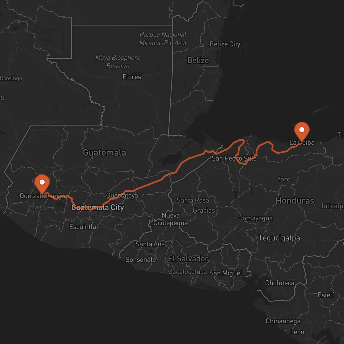 Ruta Quetzaltenango - La Ceiba