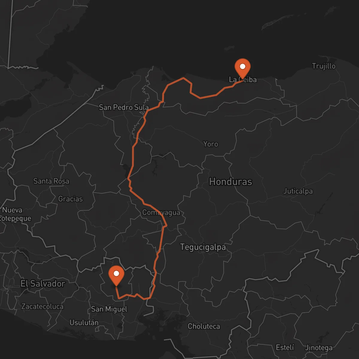 Ruta San Francisco Gotera - La Ceiba