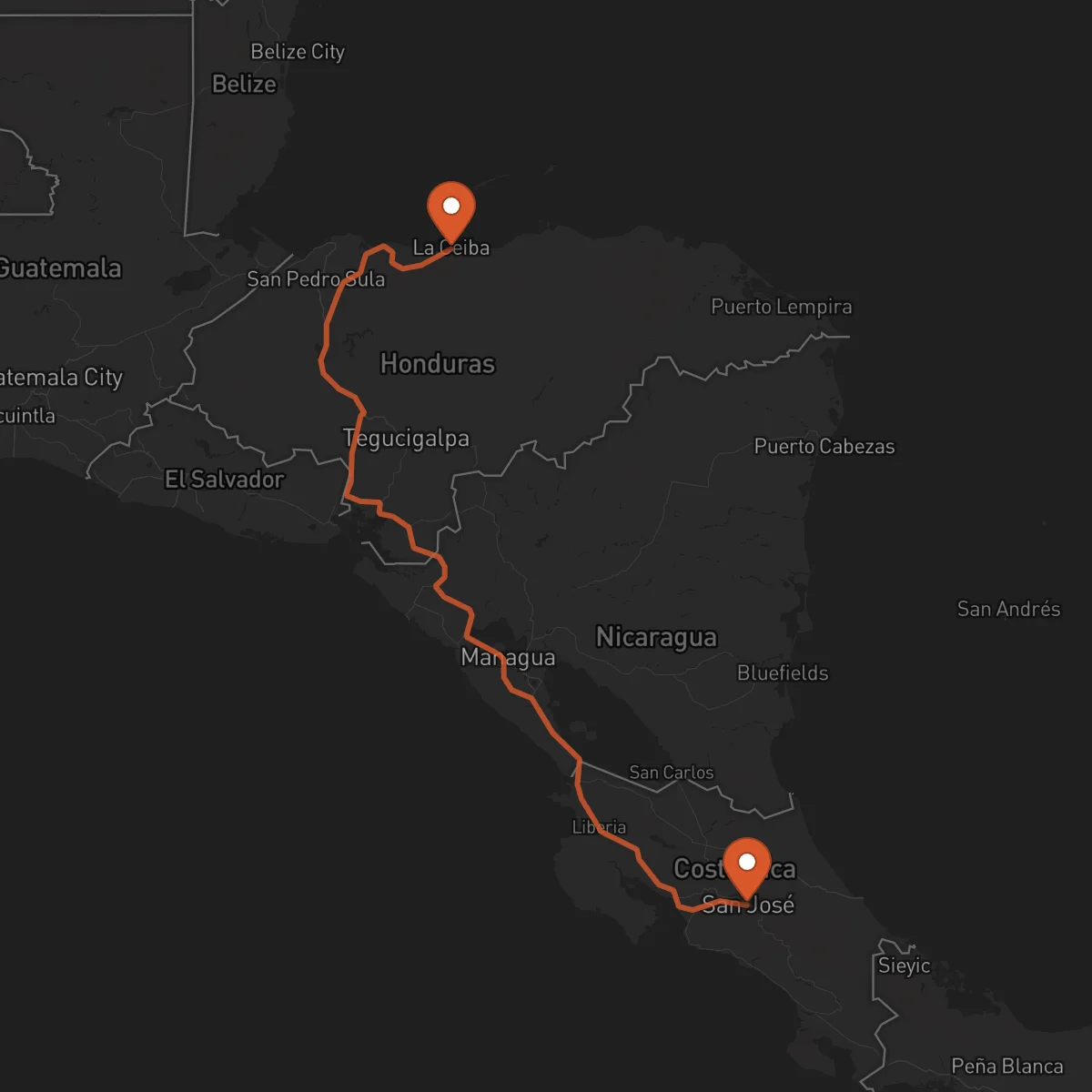 Ruta La Ceiba - San José
