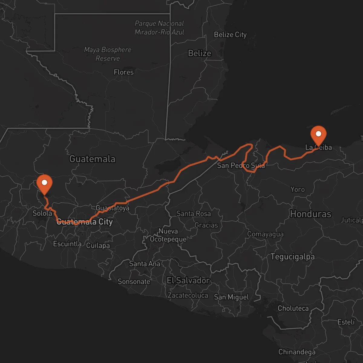 Ruta La Ceiba - Santa Cruz del Quiché