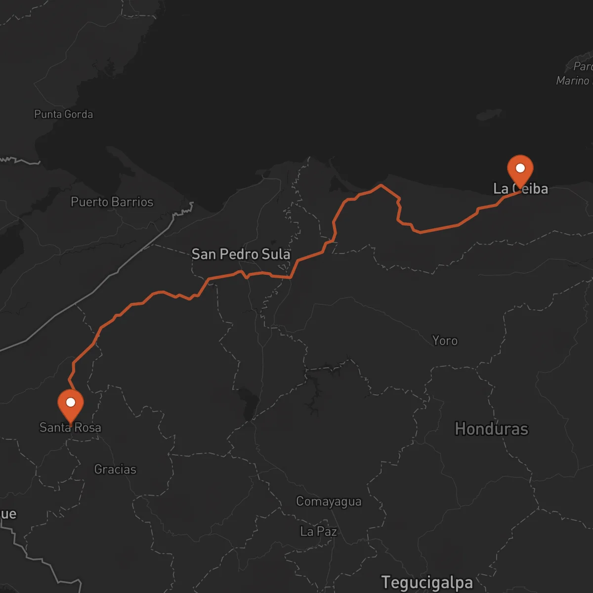 Ruta La Ceiba - Santa Rosa de Copán