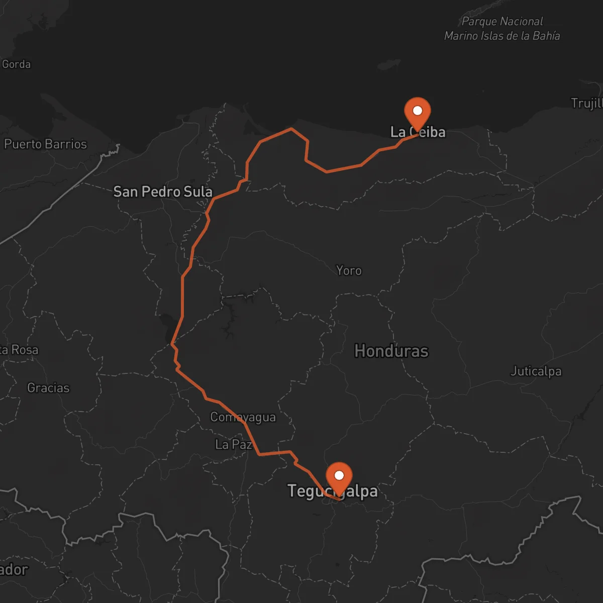 Ruta La Ceiba - Tegucigalpa