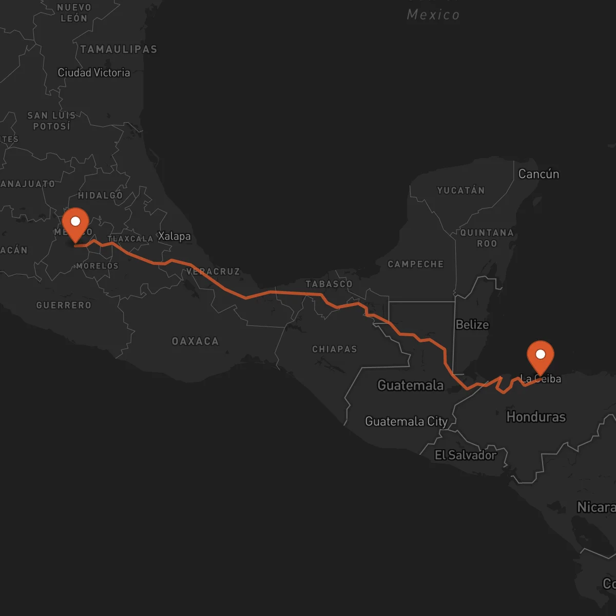 Ruta Toluca - La Ceiba