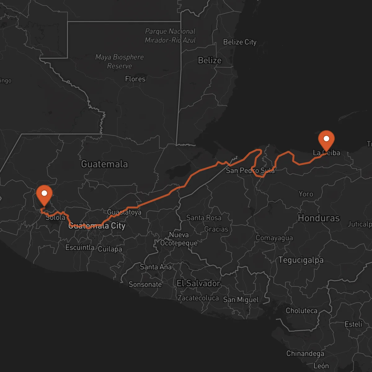 Ruta Totonicapán - La Ceiba