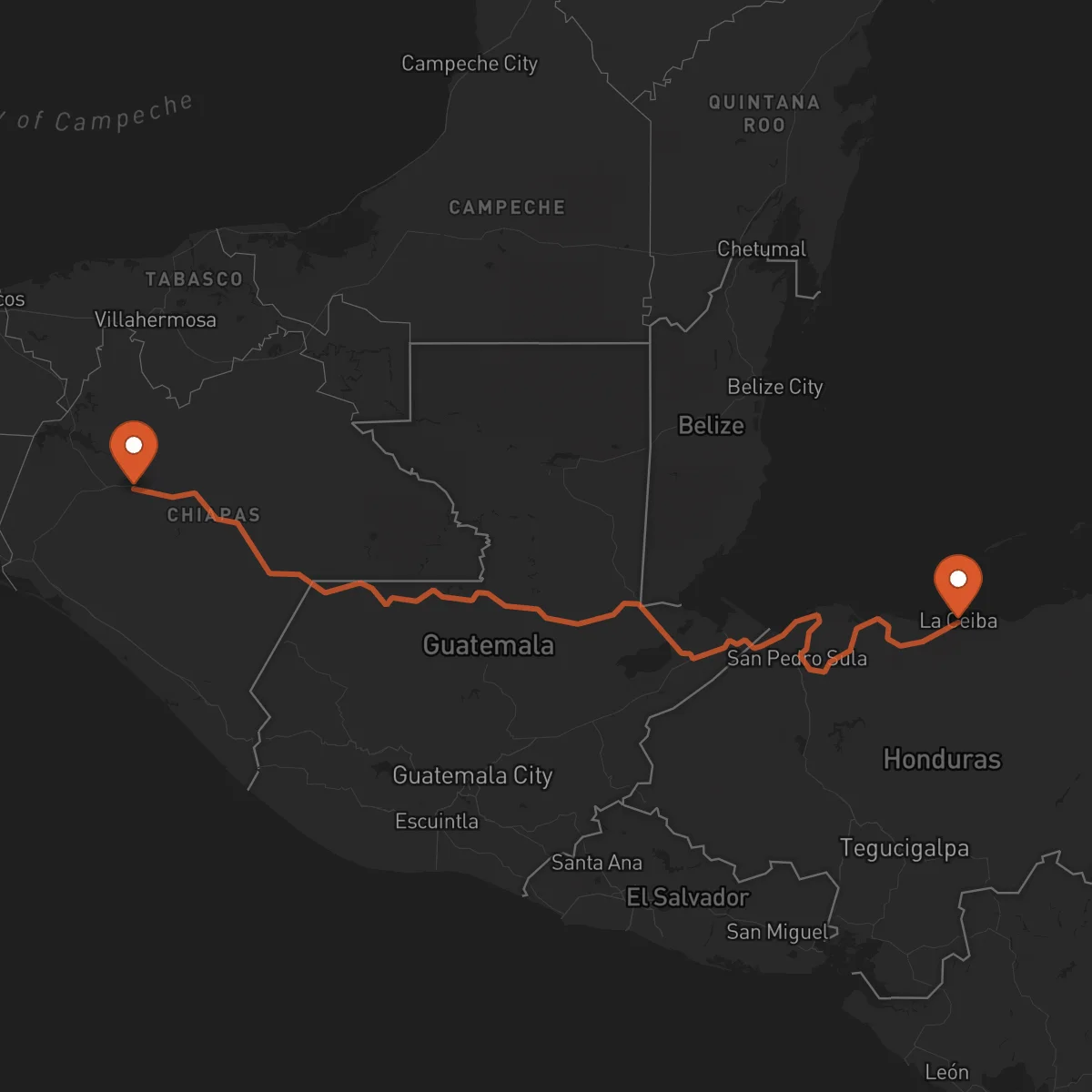 Ruta Tuxtla Gutiérrez - La Ceiba