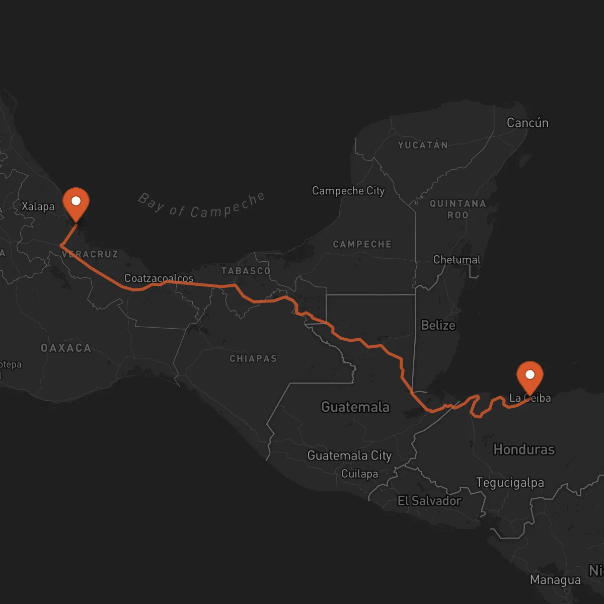 Ruta Veracruz - La Ceiba