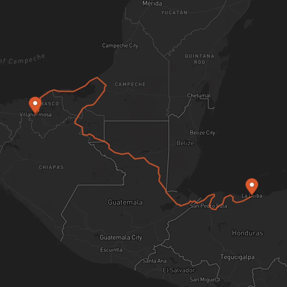 Ruta La Ceiba - Villahermosa
