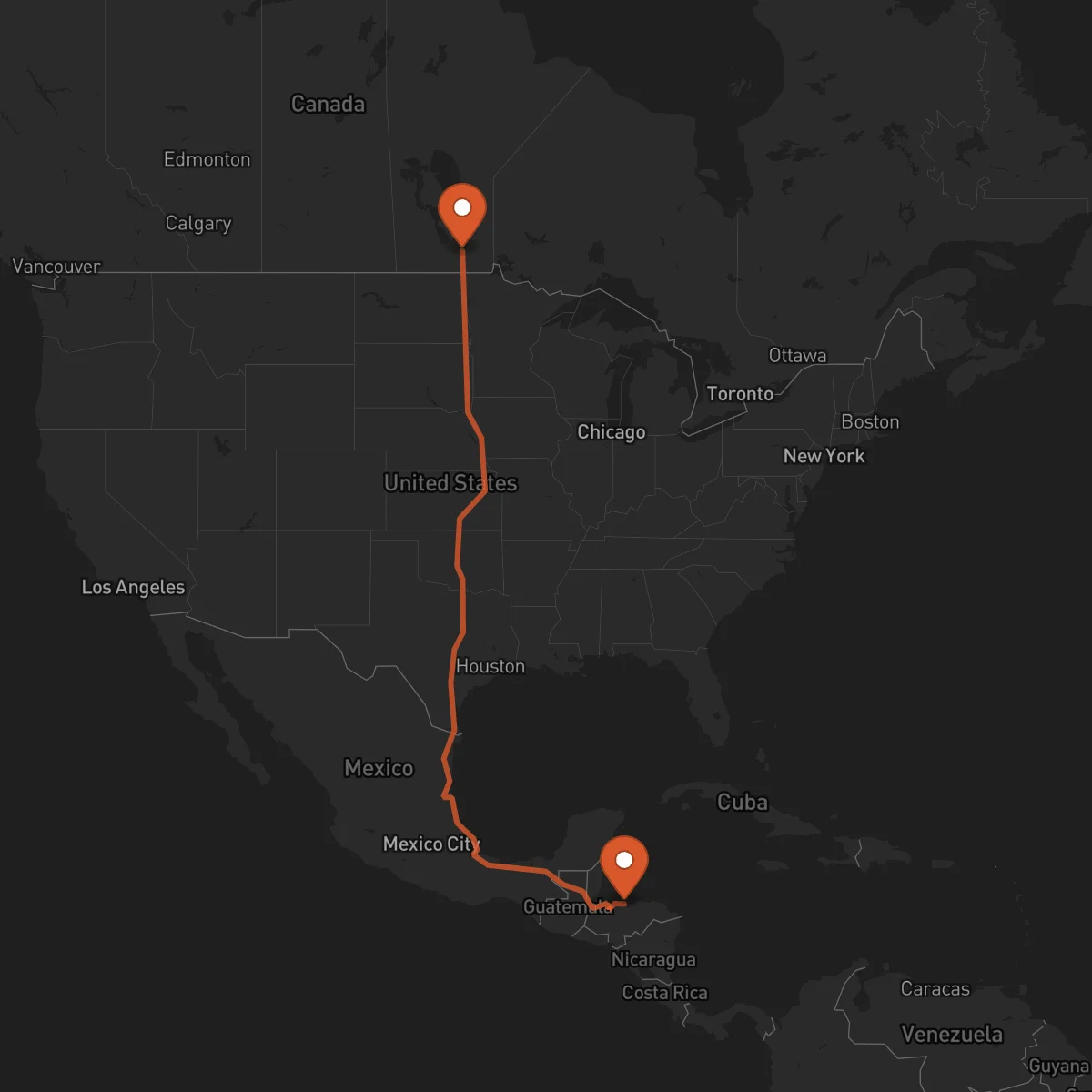 Ruta Winnipeg - La Ceiba