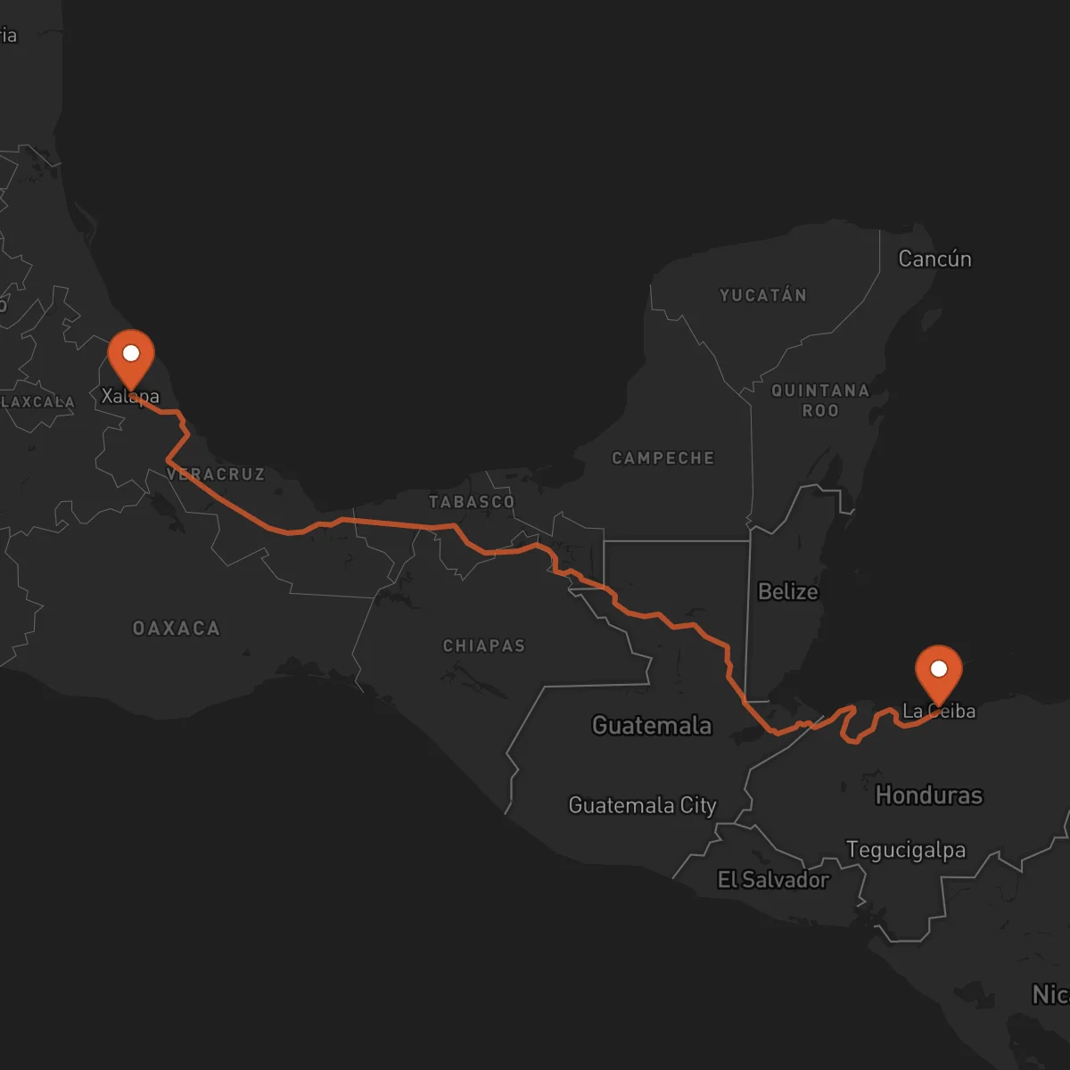 Ruta Xalapa - La Ceiba