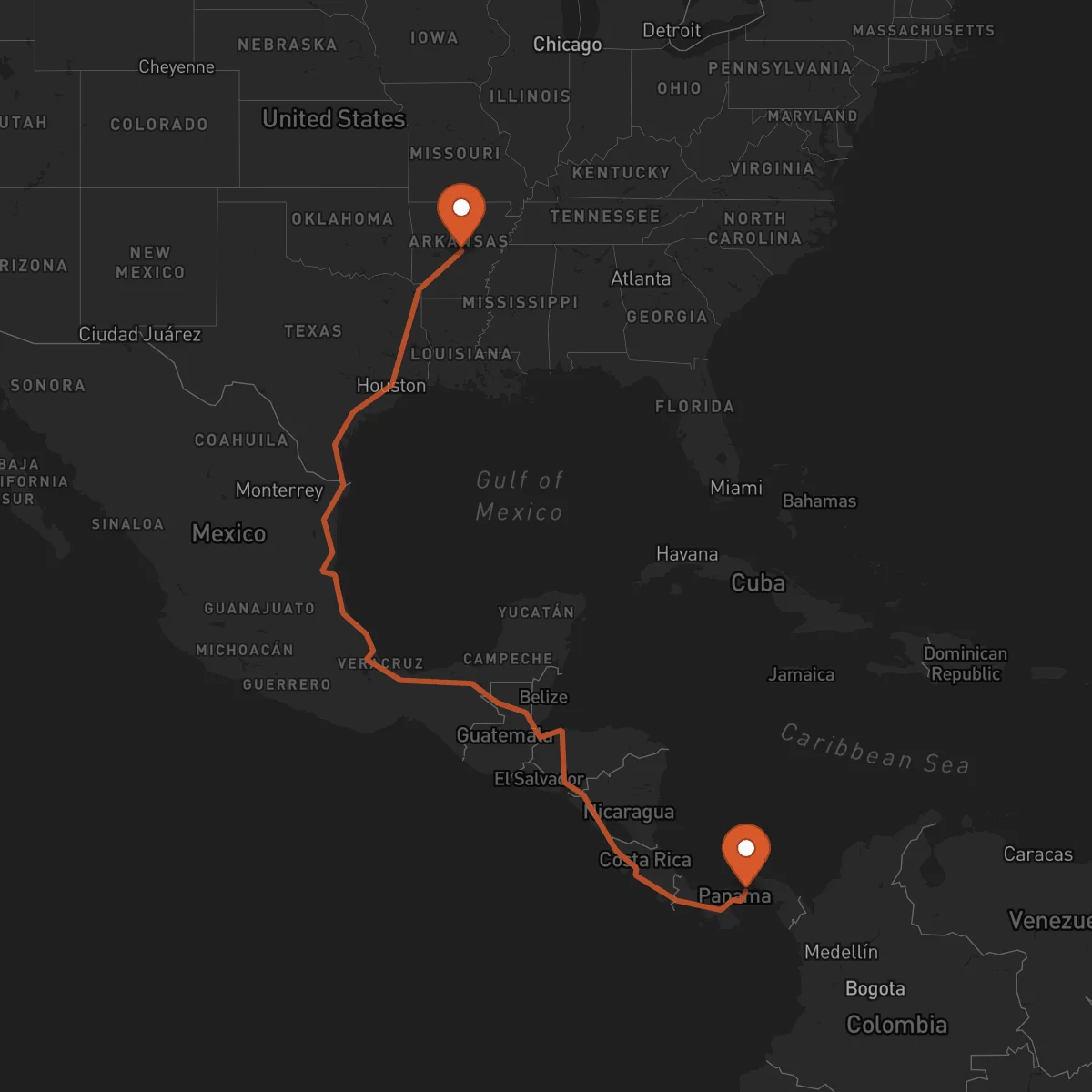 Ruta Little Rock - La Chorrera