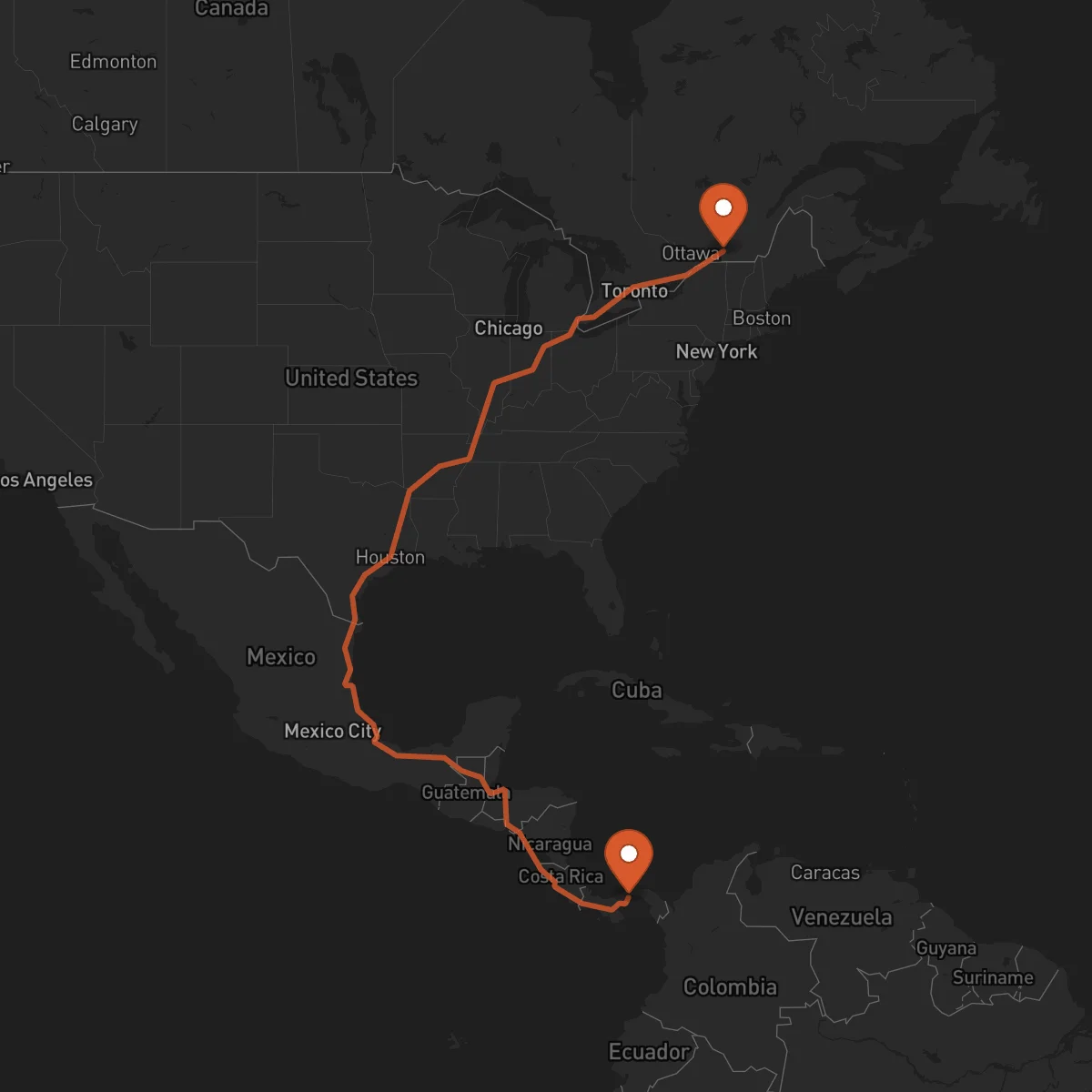 Ruta La Chorrera - Montreal
