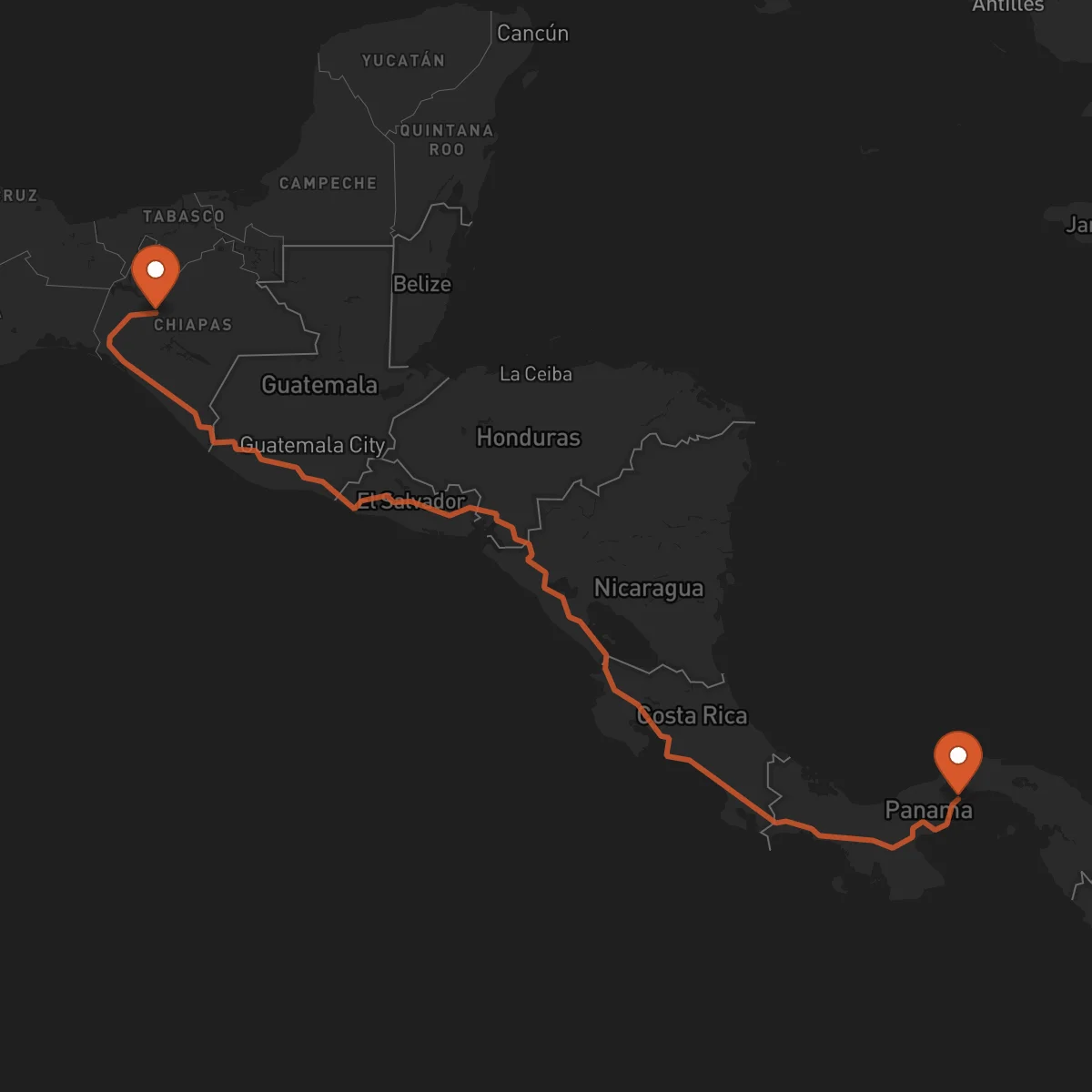 Ruta La Chorrera - Tuxtla Gutiérrez
