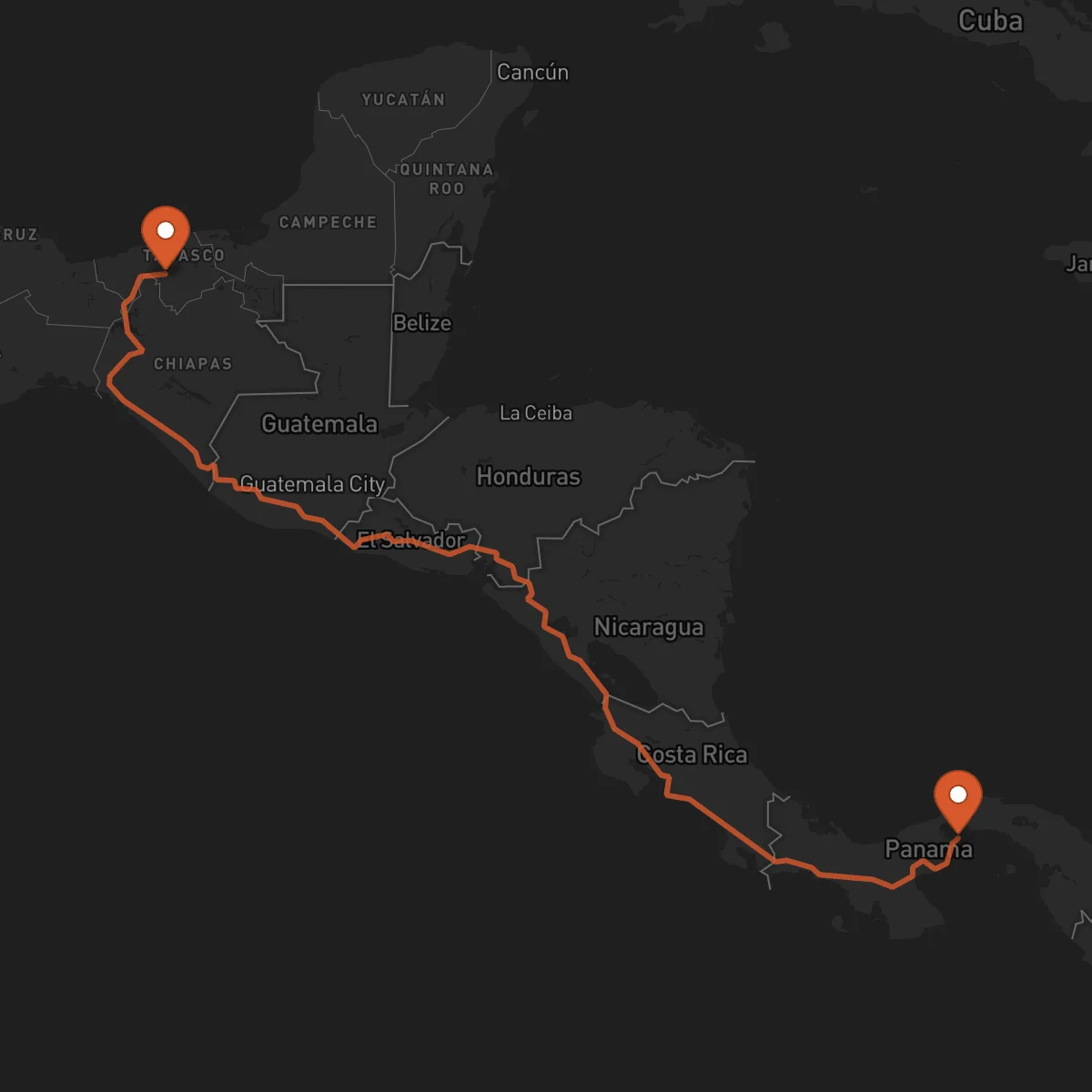 Ruta La Chorrera - Villahermosa