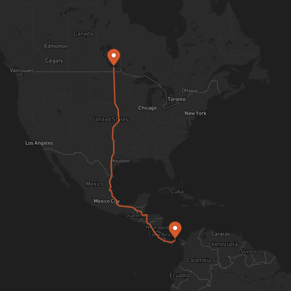 Ruta Winnipeg - La Chorrera