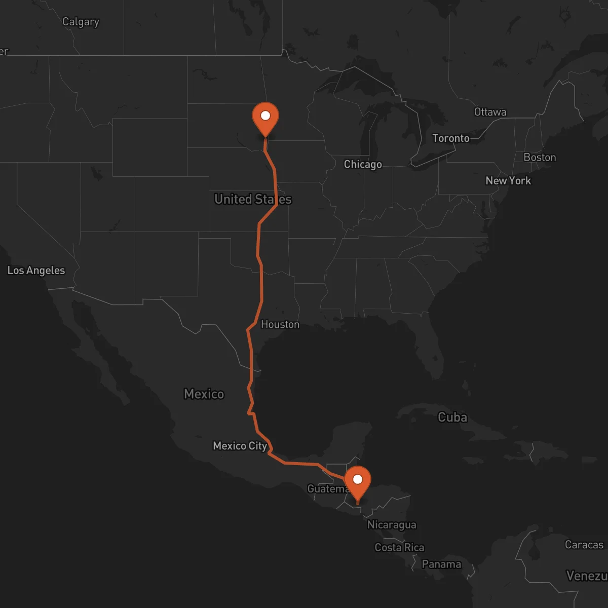 Ruta Sioux Falls - La Esperanza