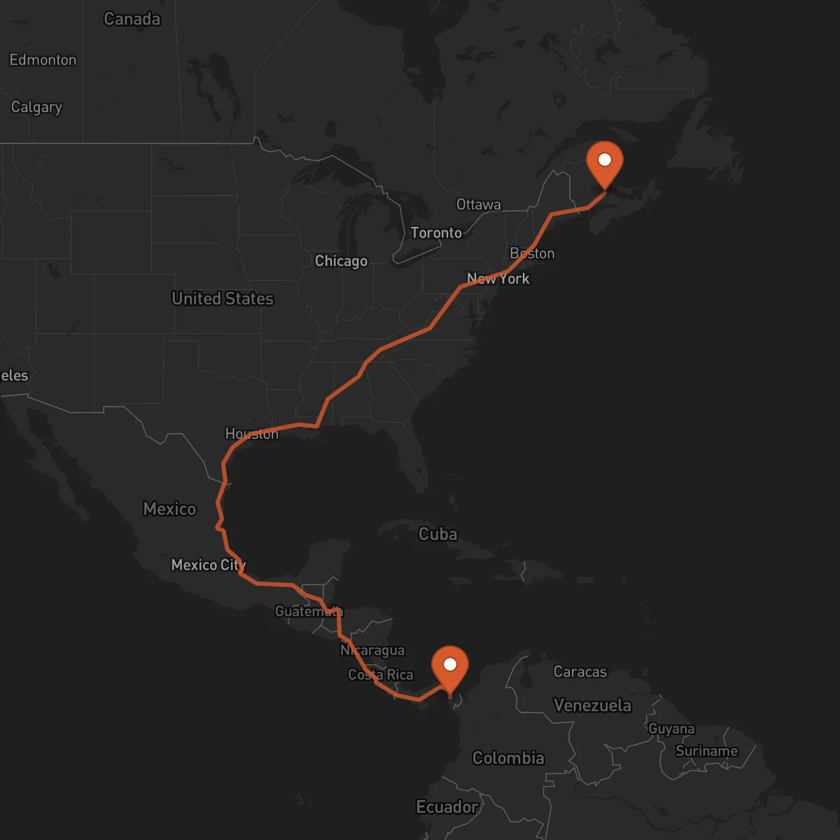 Ruta Moncton - La Palma