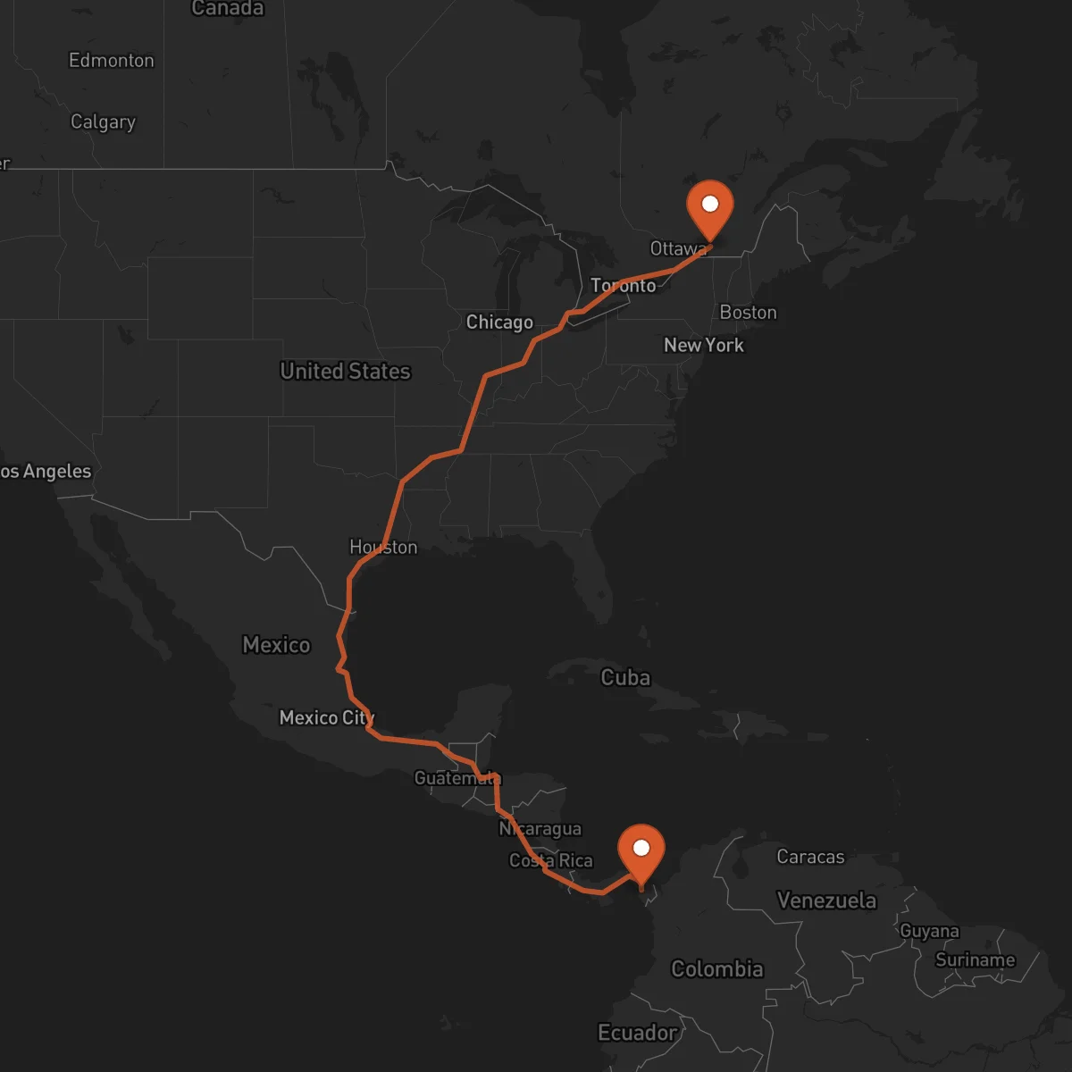 Ruta Montreal - La Palma