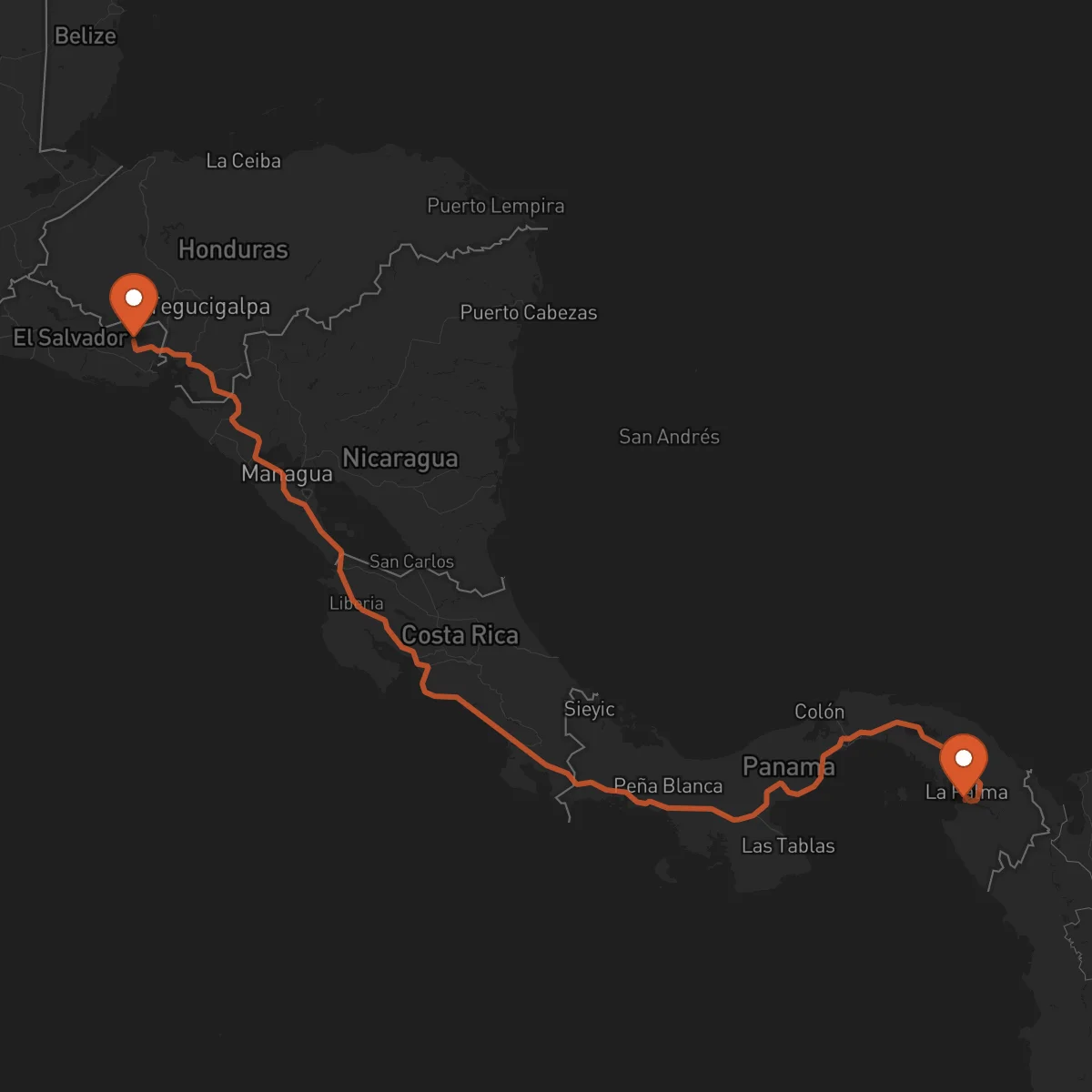 Ruta San Francisco Gotera - La Palma