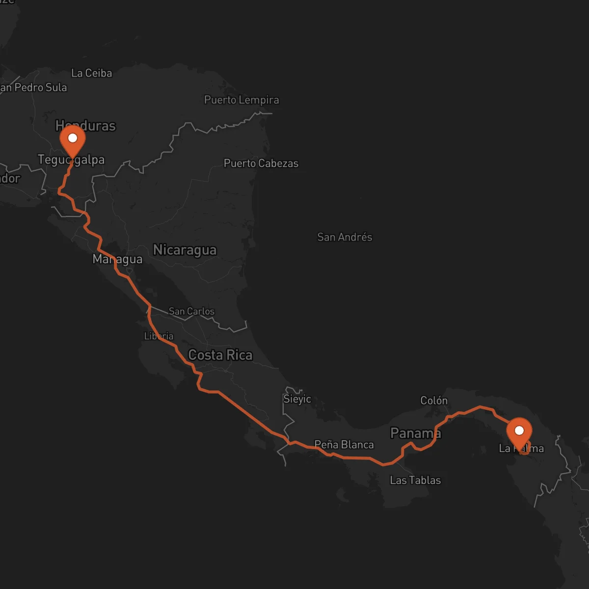Ruta Tegucigalpa - La Palma