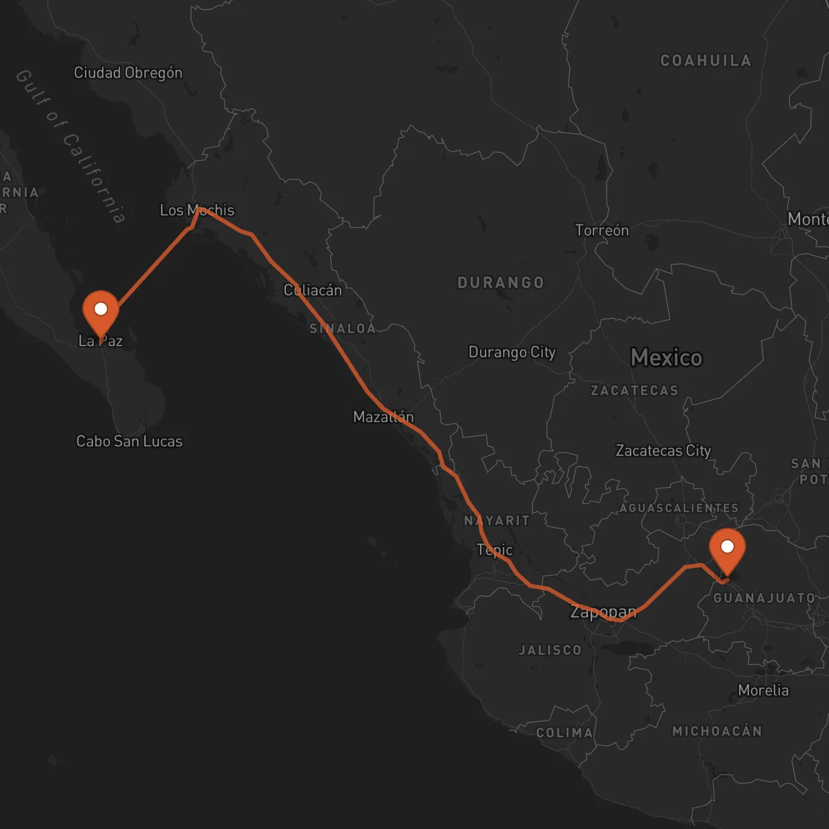 Ruta La Paz - León Guanajuato